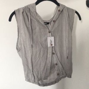Beach button down hooded crop top